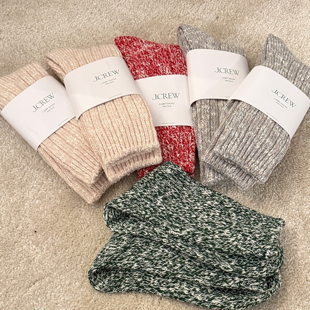 J. Crew Women’s Casual Socks - Cream, Red, Gray, Green